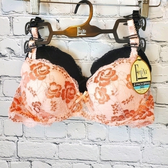 FELINA 2 pack lace contour Bras 36C NWT Pink Black - Picture 3 of 8
